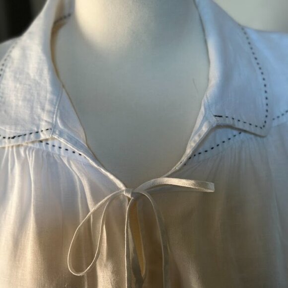 Anthropologie Puff Sleeve Linen Collared Blouse - Size Small - Picture 5 of 5